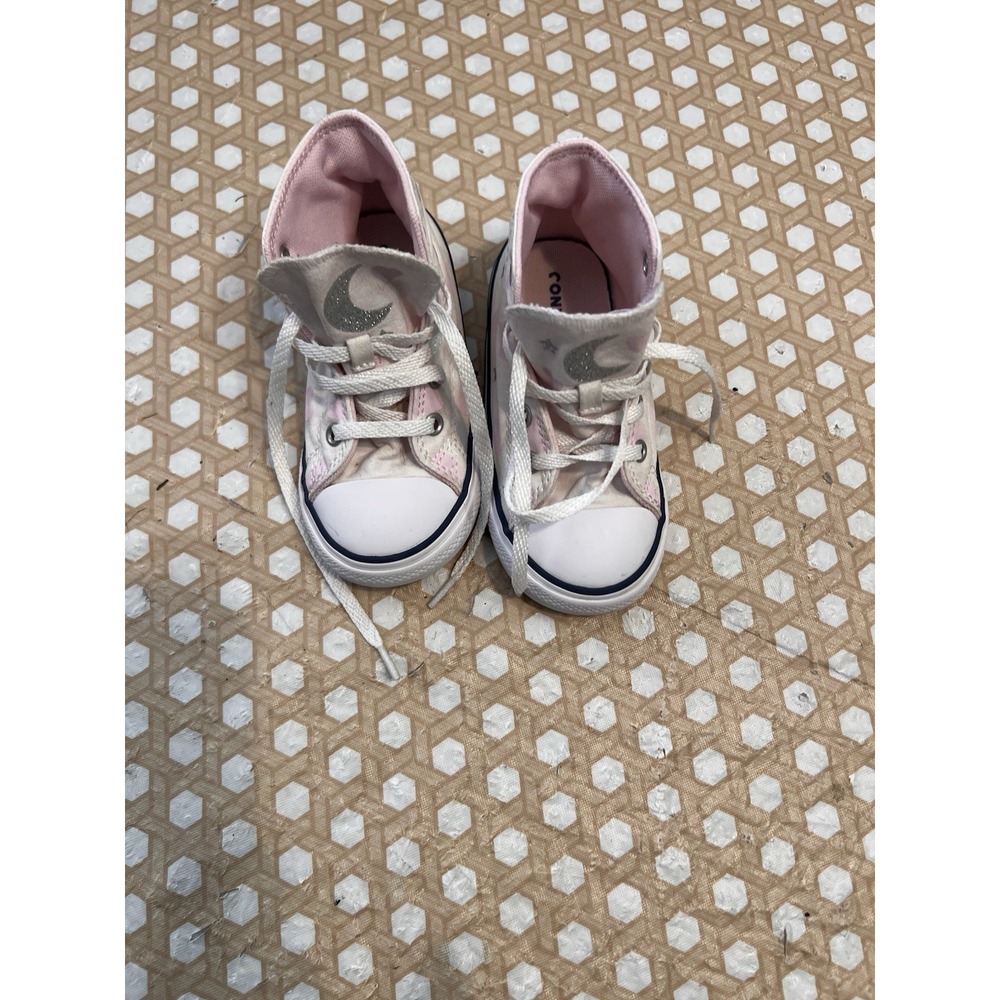 Converse Chuck Taylor All Star Hi Top Girls Toddler Size 8 Pink Silver Shoes
